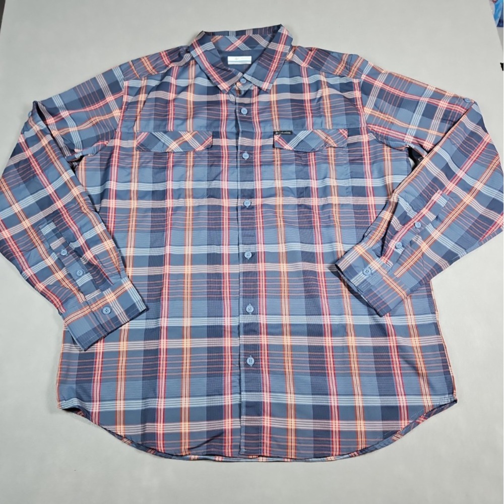 Columbia Mens Plaid Vented Button Up Long Sleeve Outdoor Shirt Size Large